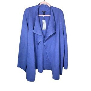 Eileen Fisher NWT Plume Shaped Jacket Silk Cotton Waterfall Front‎ Cardigan  3X